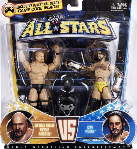 STONE COLD STEVE AUSTIN & CM PUNK   WWE ALL STARS 2 PACK MATTEL TOY 