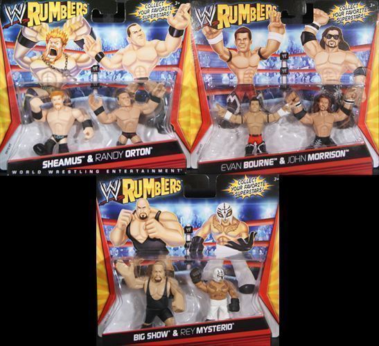   PACKAGE DEAL (3 RUMBLER 2 PACKS) MATTEL TOY WRESTLING ACTION FIGURE